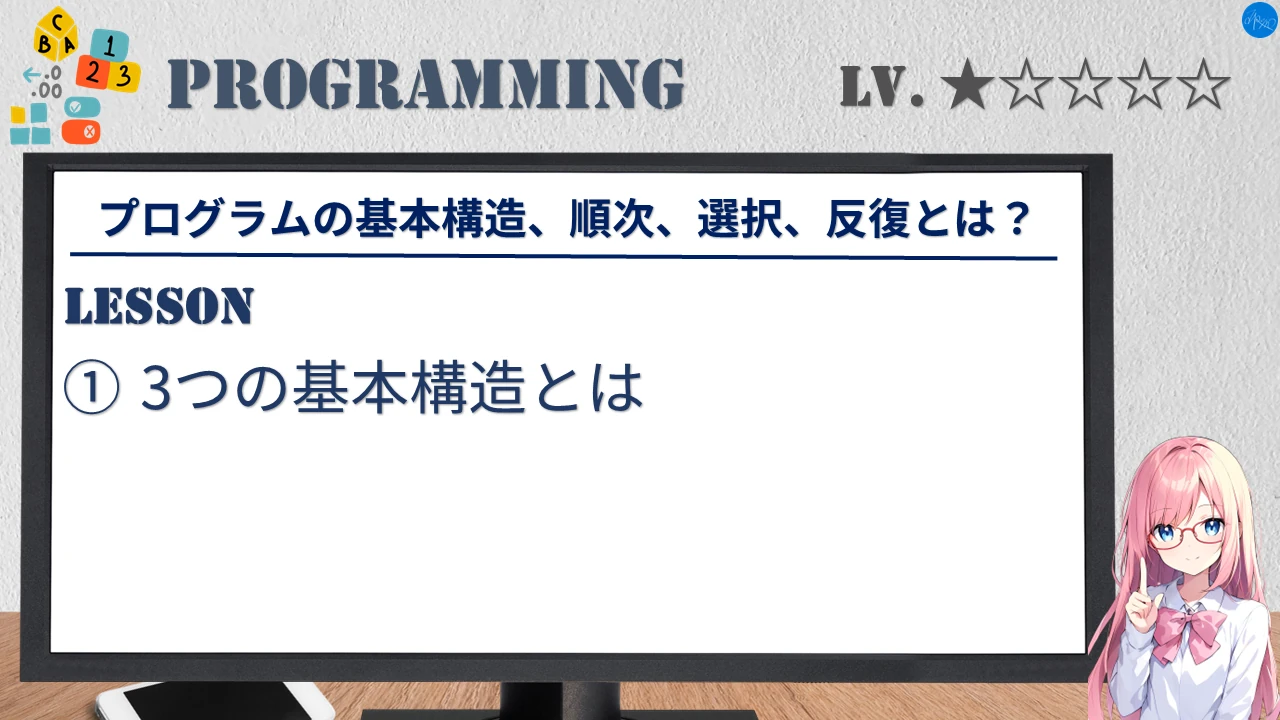 プログラムの基本構造、順次、選択、反復とは？